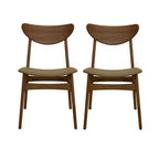 Christopher Knight Home Reed Chaises de salle à manger modernes du milieu du siècle en bois d'hévéa et similicuir (lot de 2)