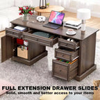 Bureau administratif Dyonery, bureau informatique en bois avec tiroirs et armoires, pour la maison, le bureau, le travail, l'écriture, bureau à domicile blanc antique pour le travail