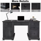 Bureau administratif Dyonery, bureau informatique en bois avec tiroirs et armoires, pour la maison, le bureau, le travail, l'écriture, bureau à domicile blanc antique pour le travail