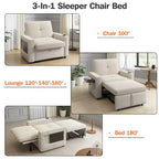 Dyonery Canapé-Lit Convertible 3 en 1, Fauteuil Convertible en Lit, Blanc
