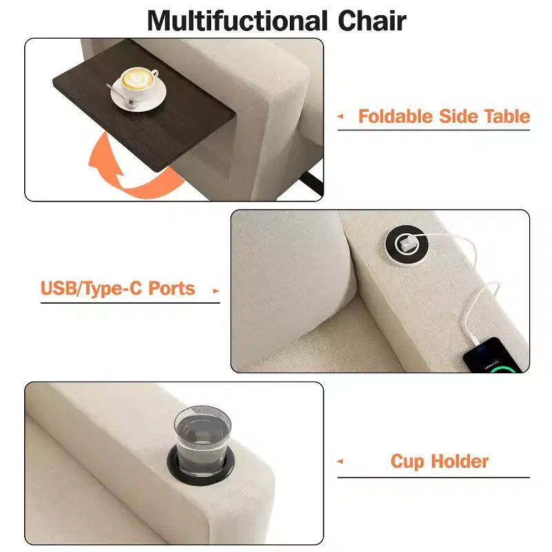 Dyonery Canapé-Lit Convertible 3 en 1, Fauteuil Convertible en Lit, Blanc