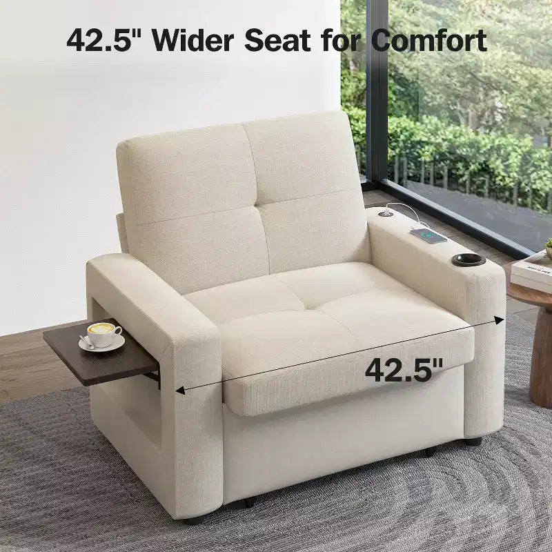 Dyonery Canapé-Lit Convertible 3 en 1, Fauteuil Convertible en Lit, Blanc