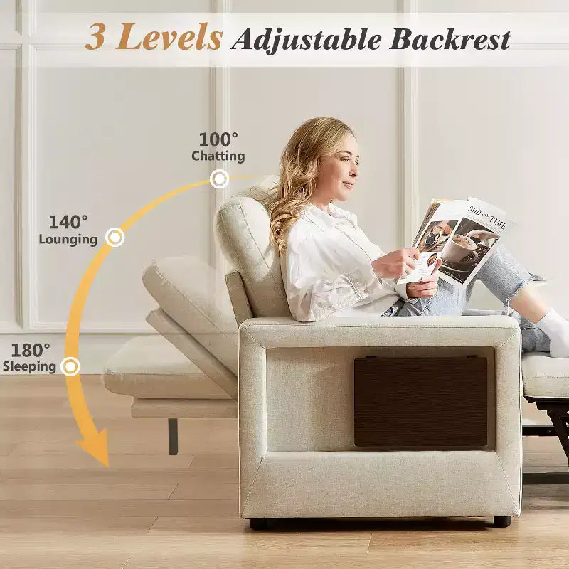 Dyonery Canapé-Lit Convertible 3 en 1, Fauteuil Convertible en Lit, Blanc