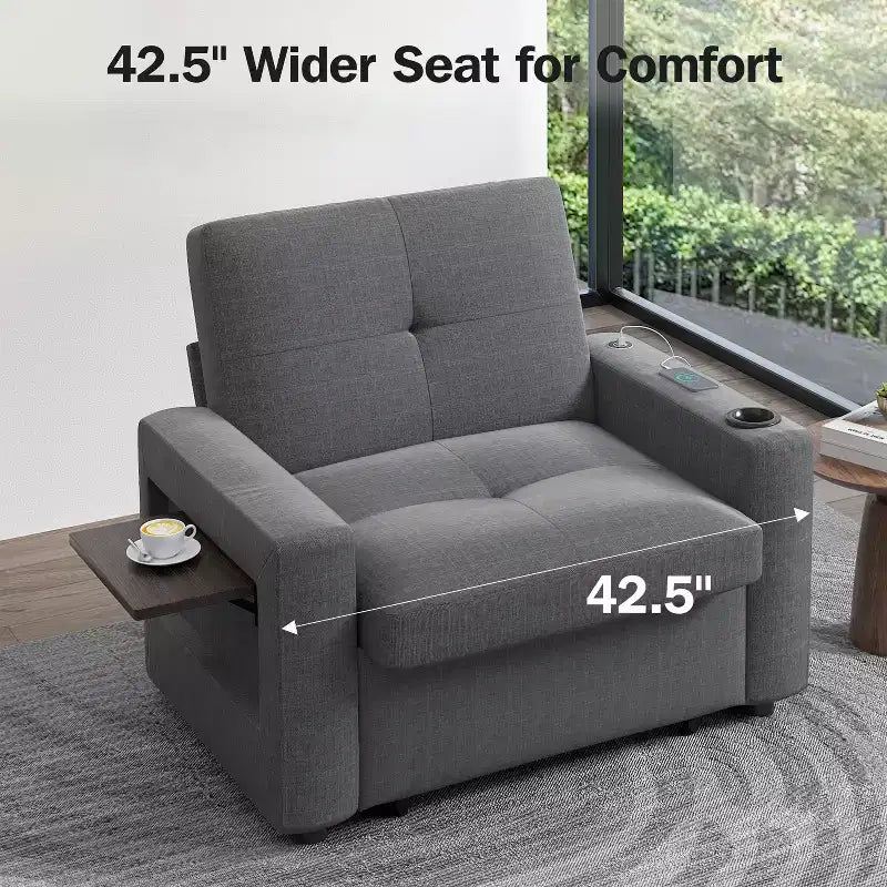 Dyonery Canapé-Lit Convertible 3 en 1, Fauteuil Convertible en Lit, Blanc