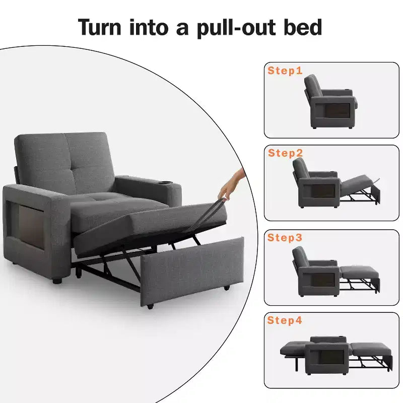 Dyonery Canapé-Lit Convertible 3 en 1, Fauteuil Convertible en Lit, Blanc