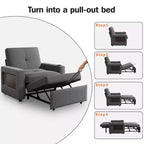 Dyonery Canapé-Lit Convertible 3 en 1, Fauteuil Convertible en Lit, Blanc