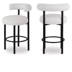 Meridian Furniture,Bordeaux Cream Boucle Fabric Stool, Set of 2
