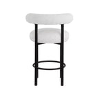 Meridian Furniture, Tabouret en tissu bouclé crème Bordeaux, Lot de 2