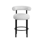 Meridian Furniture, Tabouret en tissu bouclé crème Bordeaux, Lot de 2