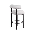 Meridian Furniture, Tabouret en tissu bouclé crème Bordeaux, Lot de 2