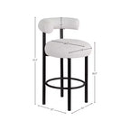 Meridian Furniture, Tabouret en tissu bouclé crème Bordeaux, Lot de 2
