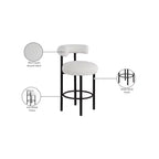 Meridian Furniture, Tabouret en tissu bouclé crème Bordeaux, Lot de 2