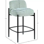 Meridian Furniture, Tabouret en tissu chenille Burton Mint, Lot de 2