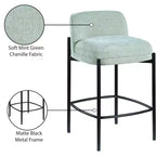 Meridian Furniture, Tabouret en tissu chenille Burton Mint, Lot de 2