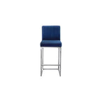 Meridian Furniture, Tabouret Giselle Velours Bleu Marine