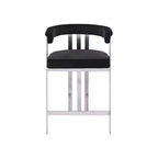 Meridian Furniture, Tabouret de comptoir Marcello en velours noir, Ensemble de 2