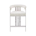 Tabouret de comptoir en velours Marcello Stone, ensemble de 2, Meridian Furniture