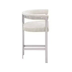Tabouret de comptoir en velours Marcello Stone, ensemble de 2, Meridian Furniture