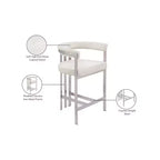 Tabouret de comptoir en velours Marcello Stone, ensemble de 2, Meridian Furniture