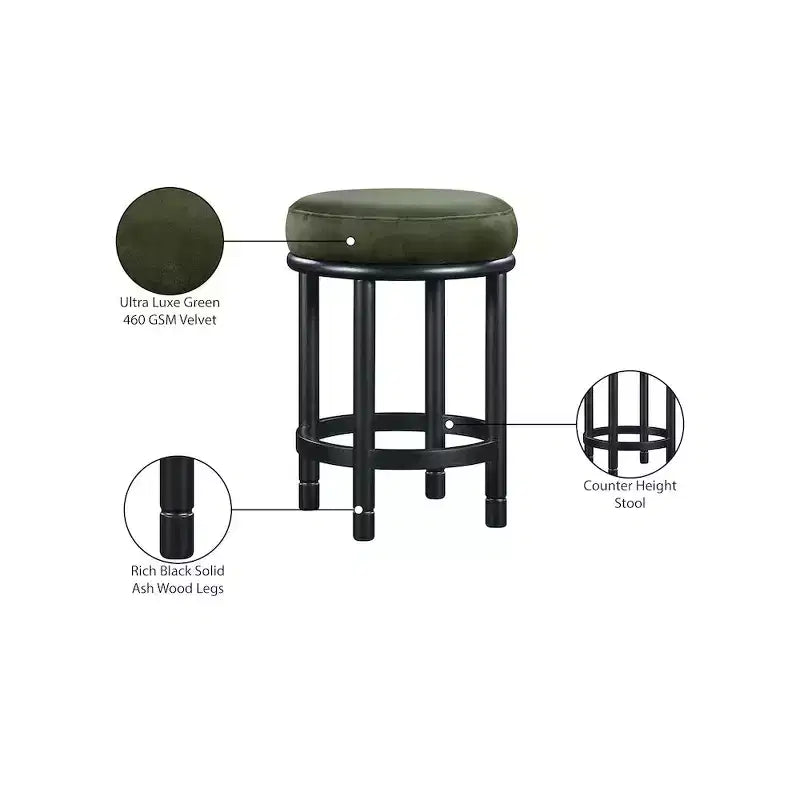Meridian Furniture, Tabouret de comptoir Monette en velours vert
