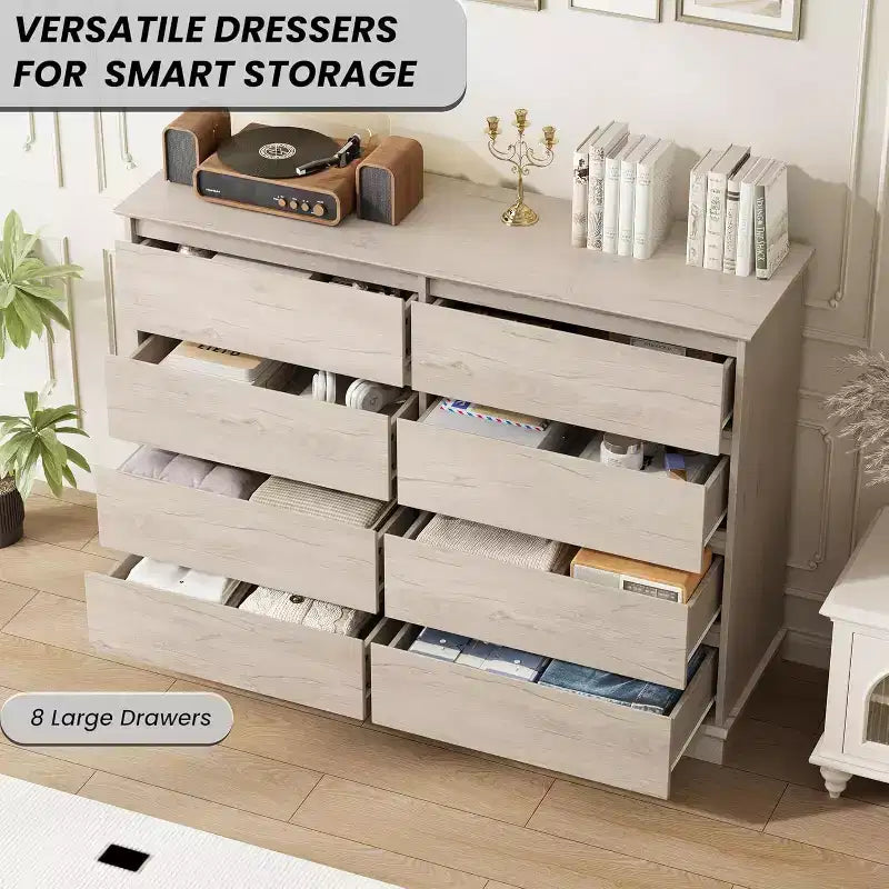 Commode de chambre avec 8 tiroirs, unité de rangement en bois pour placard, salon