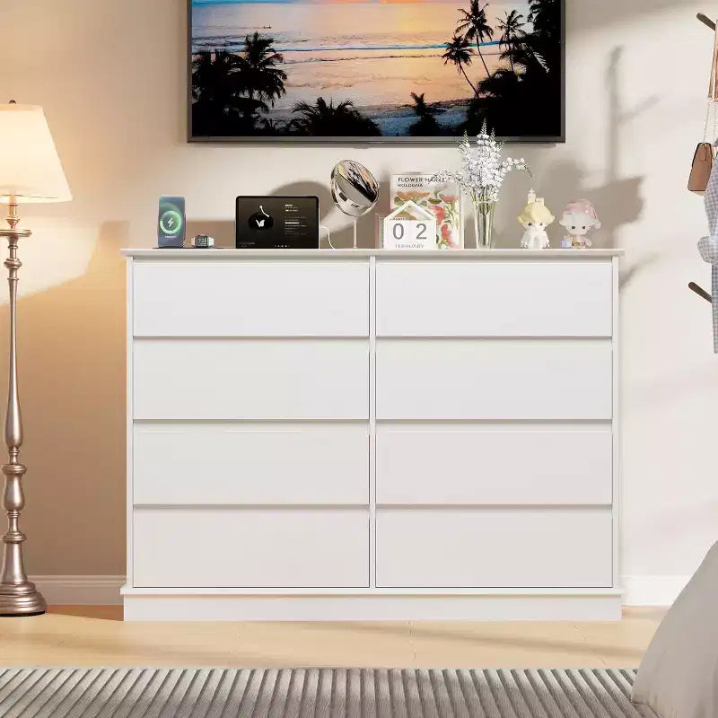 Commode de chambre avec 8 tiroirs, unité de rangement en bois pour placard, salon