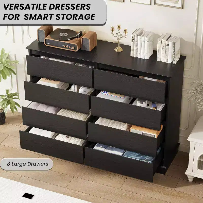 Commode de chambre avec 8 tiroirs, unité de rangement en bois pour placard, salon