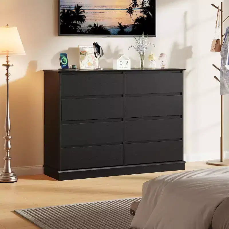 Dresser for Bedroom with 8 Drawers, Wooden Storage Organizer Unit for Closet, Living Room
