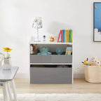 Rangement de jouets VECELO avec 3 bacs en tissu gris, étagère de rangement pour enfants, montage facile, blanc