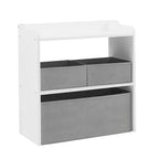 Rangement de jouets VECELO avec 3 bacs en tissu gris, étagère de rangement pour enfants, montage facile, blanc