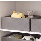 Rangement de jouets VECELO avec 3 bacs en tissu gris, étagère de rangement pour enfants, montage facile, blanc