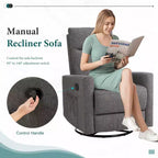 Fauteuil inclinable Bestier, fauteuil à bascule pivotant à 360° pour adultes, fauteuil à bascule inclinable rembourré avec dossier haut, fauteuils de chambre d'enfant pour salon, gris