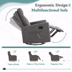 Fauteuil inclinable Bestier, fauteuil à bascule pivotant à 360° pour adultes, fauteuil à bascule inclinable rembourré avec dossier haut, fauteuils de chambre d'enfant pour salon, gris