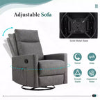 Fauteuil inclinable Bestier, fauteuil à bascule pivotant à 360° pour adultes, fauteuil à bascule inclinable rembourré avec dossier haut, fauteuils de chambre d'enfant pour salon, gris
