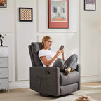 Fauteuil inclinable Bestier, fauteuil à bascule pivotant à 360° pour adultes, fauteuil à bascule inclinable rembourré avec dossier haut, fauteuils de chambre d'enfant pour salon, gris