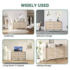 Commode en rotin à 8 tiroirs, commode de style moderne du milieu du siècle pour placard avec poignées, grand plateau de table