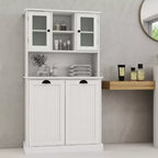 Meuble de salle de bain haut blanc avec panier à linge sale inclinable à deux compartiments et 2 étagères réglables