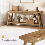 MAYEERTY 70.9 Table Console Extra Longue à 2 Niveaux, Table de Canapé de Ferme Rustique pour Entrée et Salon