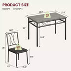 Table de cuisine rectangulaire, avec 4 chaises rembourrées