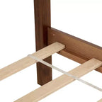 Lit en bois de pin MATEERTY Queen avec pied de lit à panneaux, deux pieds de support de longeron de lit et pieds de support de plateforme centrale, marron