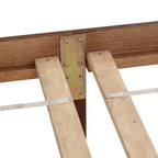 Lit en bois de pin MATEERTY Queen avec pied de lit à panneaux, deux pieds de support de longeron de lit et pieds de support de plateforme centrale, marron