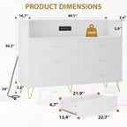 Coiffeuse Intelligente Acekool - Rangement 6 Tiroirs LED avec Station de Recharge