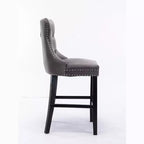 Okak Lot de 2 tabourets de bar contemporains en velours avec capitonnage et garniture cloutée chromée, tabourets rembourrés avec pieds en bois pour îlot de cuisine
