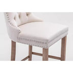 Okak Lot de 2 tabourets de bar contemporains en velours avec capitonnage et garniture cloutée chromée, tabourets rembourrés avec pieds en bois pour îlot de cuisine