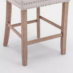 Okak Lot de 2 tabourets de bar contemporains en velours avec capitonnage et garniture cloutée chromée, tabourets rembourrés avec pieds en bois pour îlot de cuisine