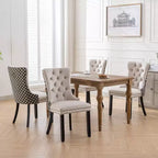 Okak Farmhouse – Lot de 2 chaises de salle à manger rembourrées, pieds en bois massif, cloutées, chaises d'appoint touffues en velours confortables pour table de salle à manger