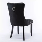 Okak Farmhouse – Lot de 2 chaises de salle à manger rembourrées, pieds en bois massif, cloutées, chaises d'appoint touffues en velours confortables pour table de salle à manger