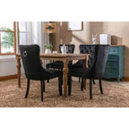 Okak Farmhouse – Lot de 2 chaises de salle à manger rembourrées, pieds en bois massif, cloutées, chaises d'appoint touffues en velours confortables pour table de salle à manger