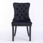 Okak Farmhouse – Lot de 2 chaises de salle à manger rembourrées, pieds en bois massif, cloutées, chaises d'appoint touffues en velours confortables pour table de salle à manger