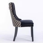 Okak Farmhouse – Lot de 2 chaises de salle à manger rembourrées, pieds en bois massif, cloutées, chaises d'appoint touffues en velours confortables pour table de salle à manger